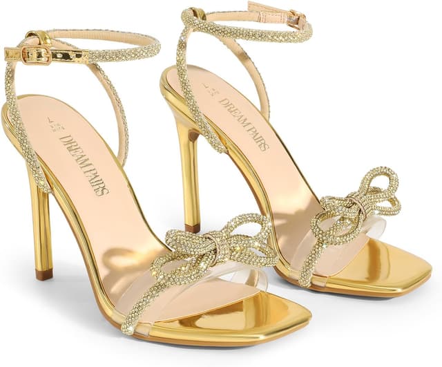 Detalle 2 de DREAM PAIRS Double Bowknots Clear Slingback Heels 👠