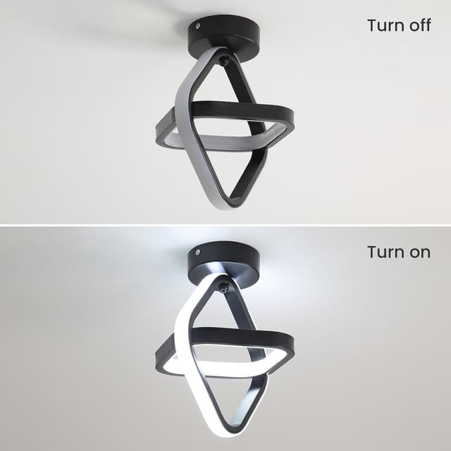 Detalle de Goeco plafonnier LED 22W noir moderne (25×25×22 cm) – lumière blanche froide 6500K