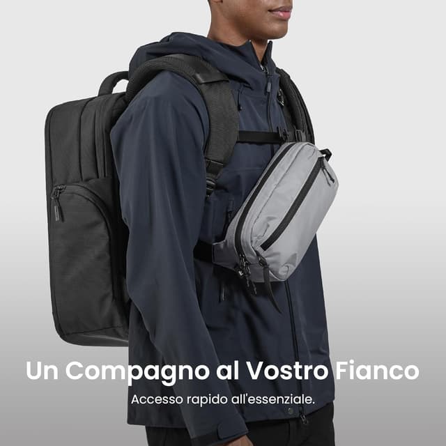 Detalle 2 de tomtoc Borsa da petto 3,5L con protezione RFID, grigio (tracolla regolabile fino a 169 cm) per iPad mini 2024