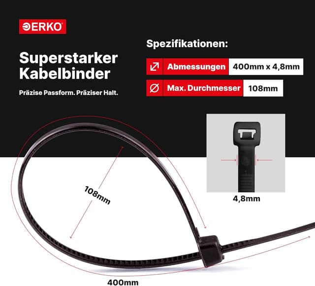 Thumbnail 1 de ERKO Kabelbinder 400 x 4,8 mm 100 Stück