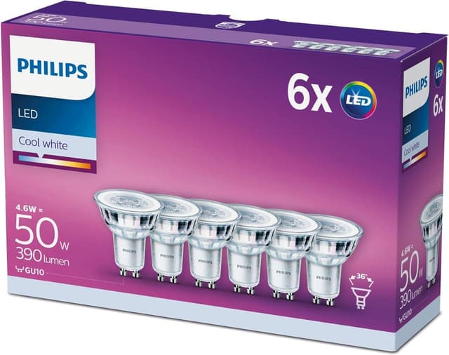 Detalle de Philips Bombilla LED GU10 50W luz fría 36º
