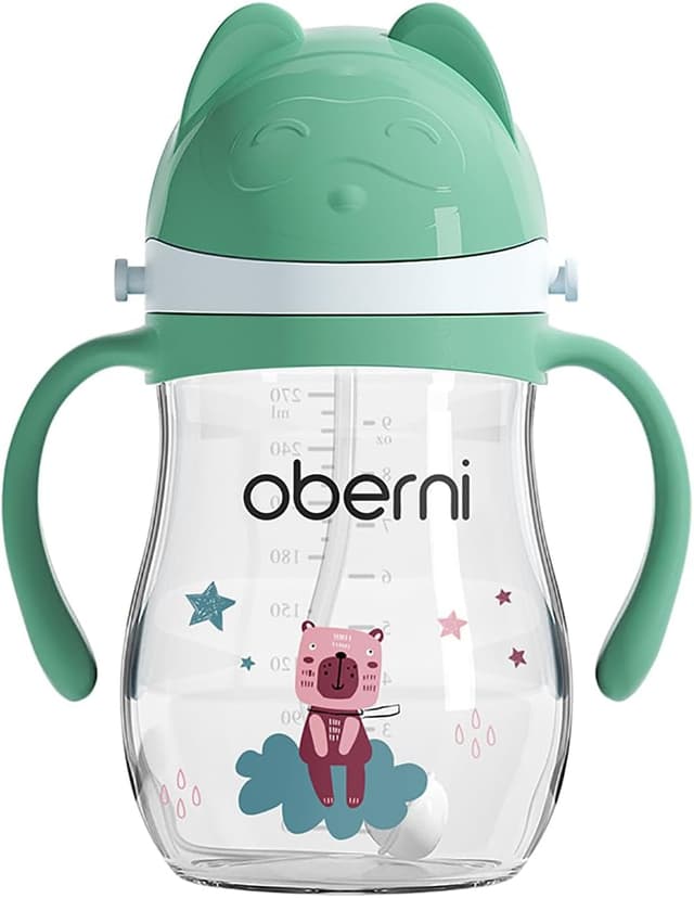 Detalle de Oberni Tritran Sippy Non-Spill Baby Water Bottle (Tritan training cup) – Leakproof straw cup for 12M+