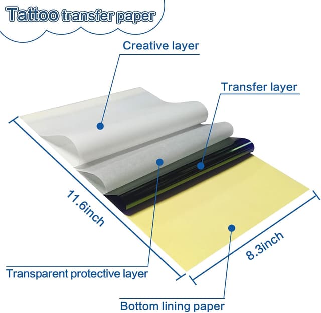 Detalle 2 de PIXESTT 50 Blätter Tattoo Papier 🖨