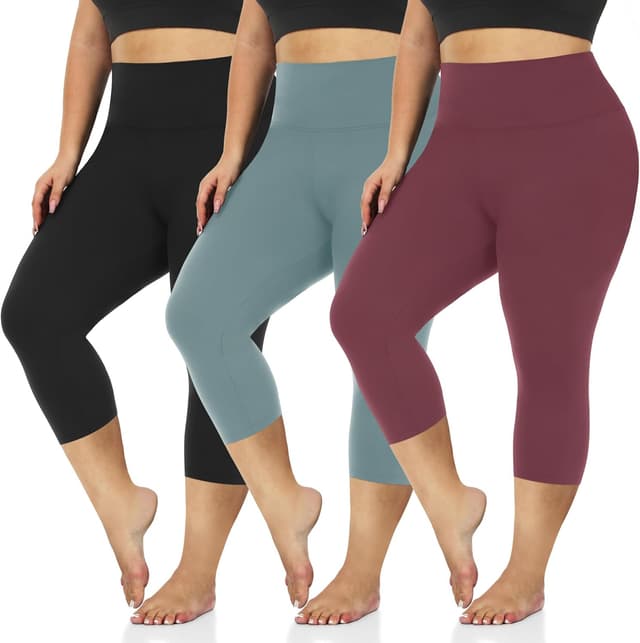 Thumbnail 6 de 3-Pack Women’s Plus Size Capri Leggings with High Waist Tummy Control (XL–4X)