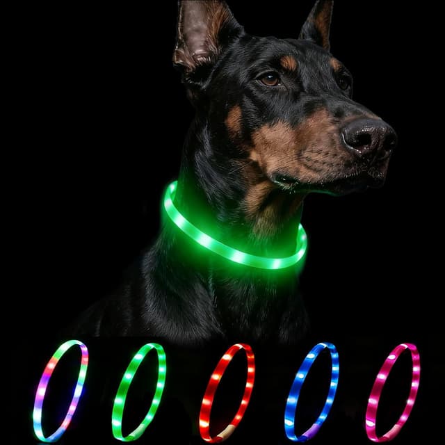 Detalle de Leuchthalsband Hund 70 cm USB, grün