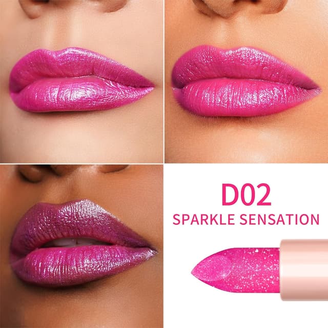 Detalle 2 de OULAC Purple Pink Metallic Lipstick Kit (MD02 + D02 + MSD15) – 3-Piece Shimmer & High Pigment Set