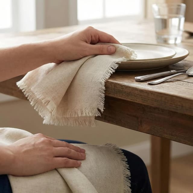 Thumbnail 3 de ACCENTHOME Natural Cotton Linen Napkin Set 18x18