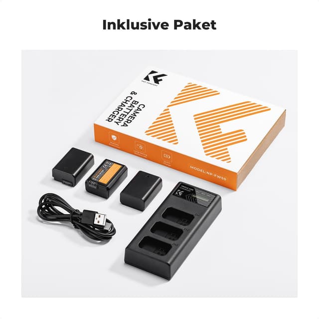 Thumbnail 6 de K&F CONCEPT NP-FW50 1100 mAh Akku-Set (3er-Pack) + 3-Slot-Dreifach-Ladegerät mit LCD für Sony-Kameras