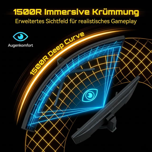 Detalle de Gawfolk 49 Zoll Curved Gaming Monitor mit 240 Hz, Dual QHD (5120x1440) und 32:9 Ultra-Wide – 1500R, PBP/PIP, VA