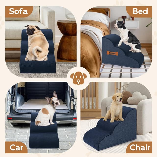 Detalle 1 de ROMROL Dog stairs 3-step ramp 58x38x38cm