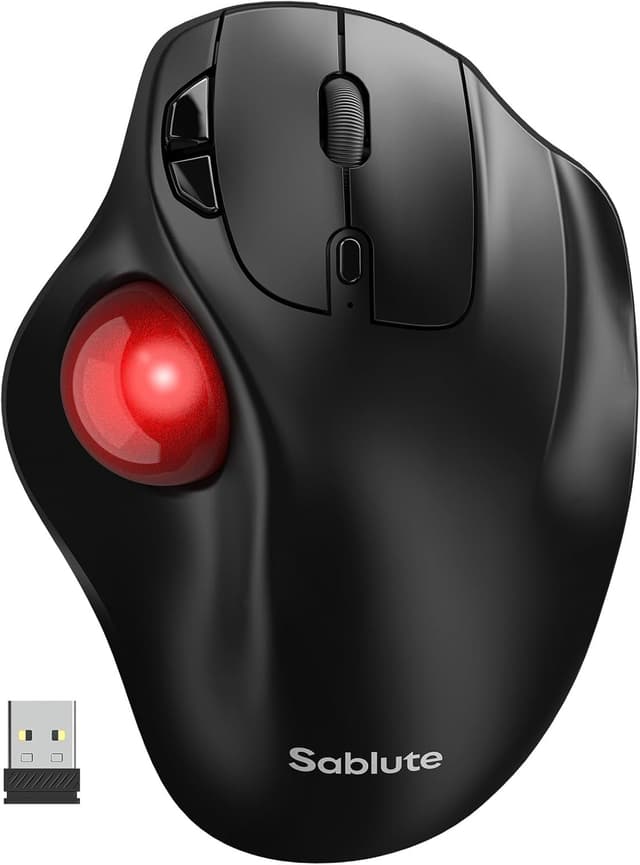 Detalle de SABLUTE MAM2 Wireless Trackball Mouse (Rechargeable, Bluetooth + USB, for up to 3 devices)