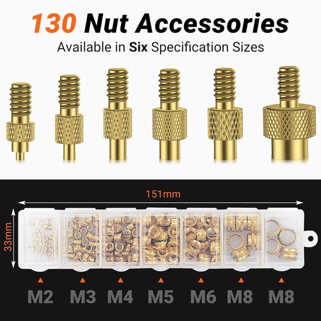 Detalle de Preciva Inserto roscado 130 piezas 🔩