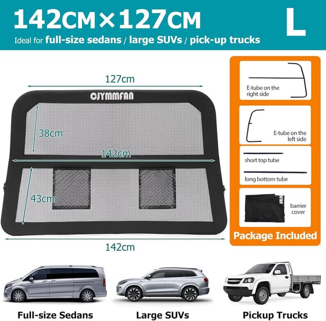 Thumbnail 6 de CJYMMFAN Dog Guard for Car Boot & Back Seat with Wider Coverage – Universal Dog Barrier with Chew-Proof Transparent Net