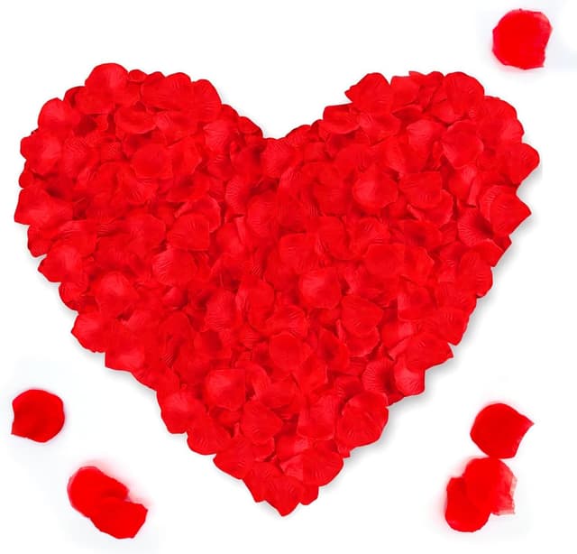 Detalle de ANMOYIXIA Artificial Rose Petals (1000) – Red silk-style rose petals for bedroom, weddings and proposals