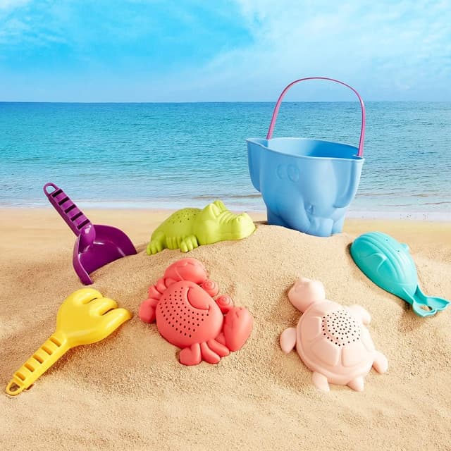 Thumbnail 6 de hahaland 7PCS Beach Sand Toys Set (Bucket & Spade) with Animal Moulds for Toddlers