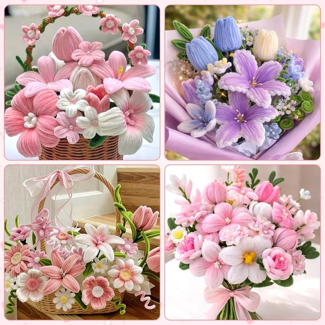 Detalle de Epaing Pfeifenputzer Blumen-Set für DIY, 400 Stück in 6 Farben