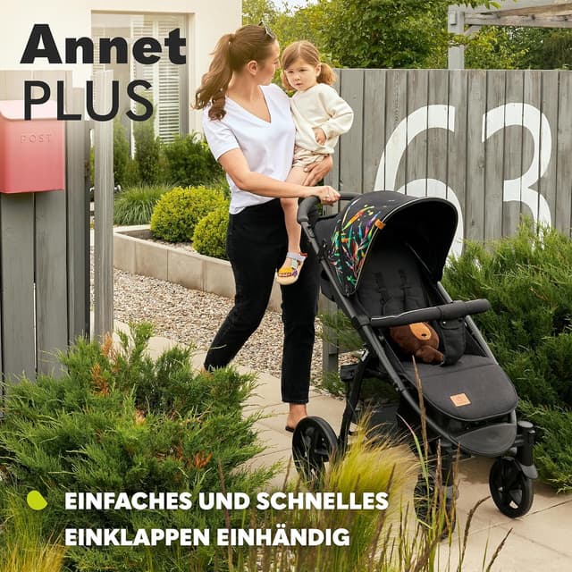 Detalle 2 de Lionelo Annet Plus Buggy ab Geburt bis 22 kg mit flacher Liegefunktion und XXL-Verdeck