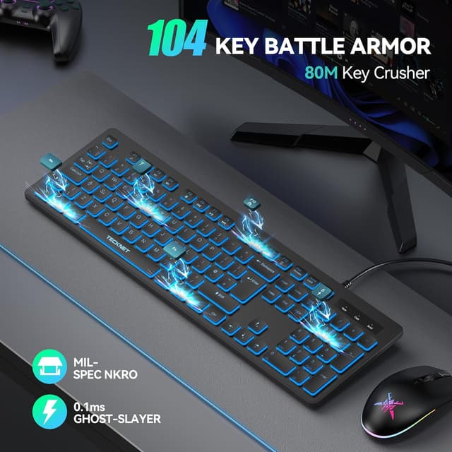 Thumbnail 2 de TECKNET 7-colour Wired USB Keyboard UK Layout