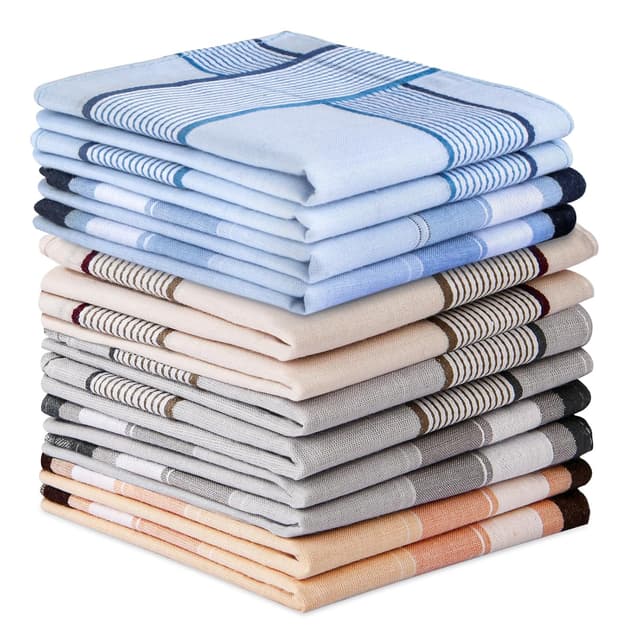 Detalle de Aomig Herren-Taschentücher aus Baumwolle, Set mit 12 Stofftaschentüchern (40 x 40 cm)