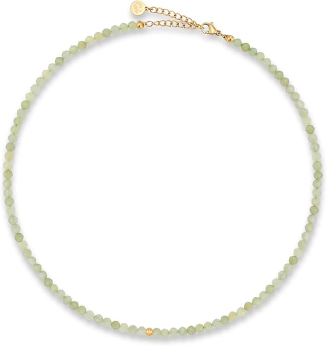 Detalle de GD GOOD.designs Perlenkette Damen mit echten Natursteinen (4 mm) & 18K vergoldetem Verschluss, verstellbar 40–45 cm