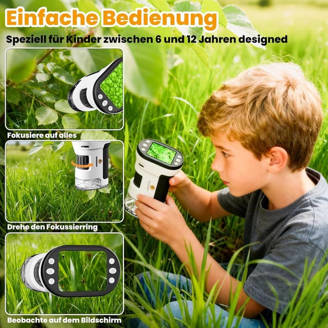 Detalle de FIVAVA 1000X tragbares Kinder‑Mikroskop 1000x