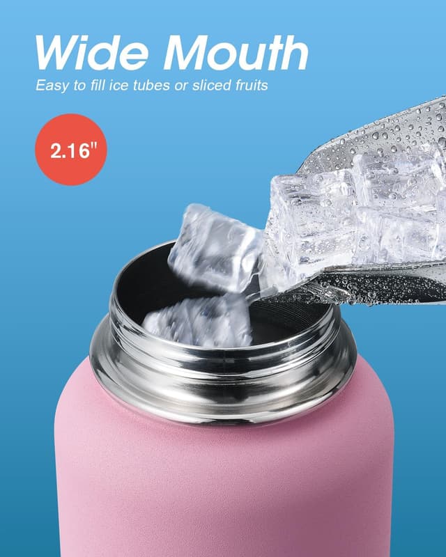 Detalle 2 de Coolflask 1180 ml : bouteille isotherme en métal avec paille et 3 couvercles (bubble gum)