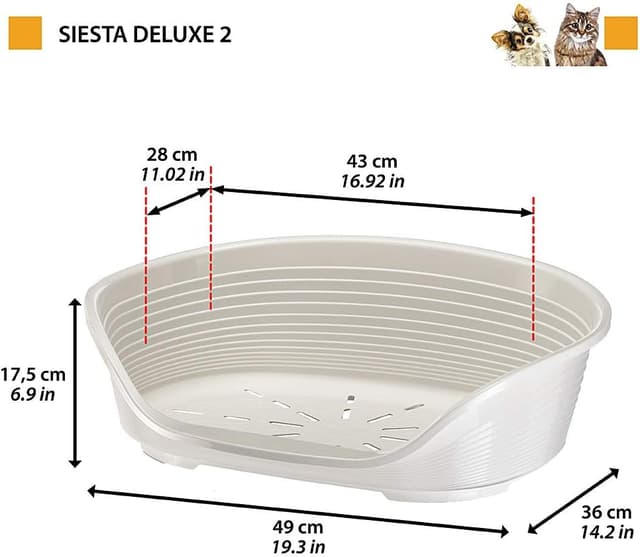 Detalle de Ferplast Siesta Deluxe Cuccia extra small per cani e gatti, 100% plastica riciclata, lavabile e antiscivolo (49 x 36 x 17,5 cm) - Verde