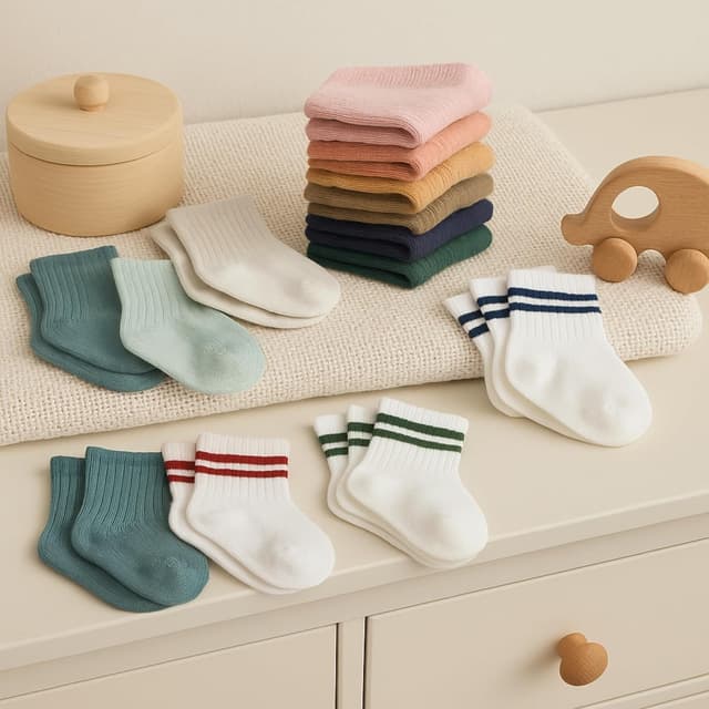 Thumbnail 6 de bistyle Baby-Socken aus Baumwolle (6 Paar) für Neugeborene 0–6 Monate bis 2–3 Jahre – nahtlos, Stopper