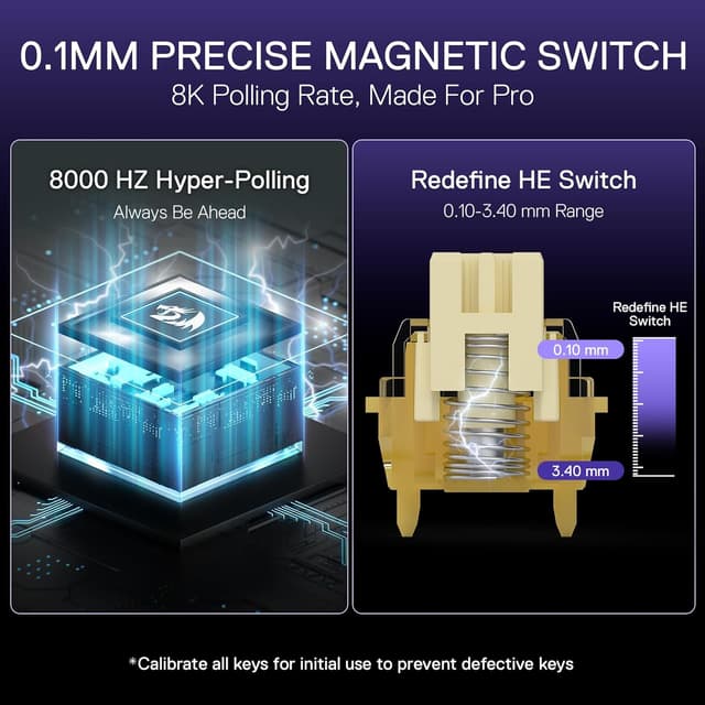 Detalle 2 de Redragon K556 HE : clavier mécanique gaming filaire à déclenchement rapide (104 touches, Hall effect)