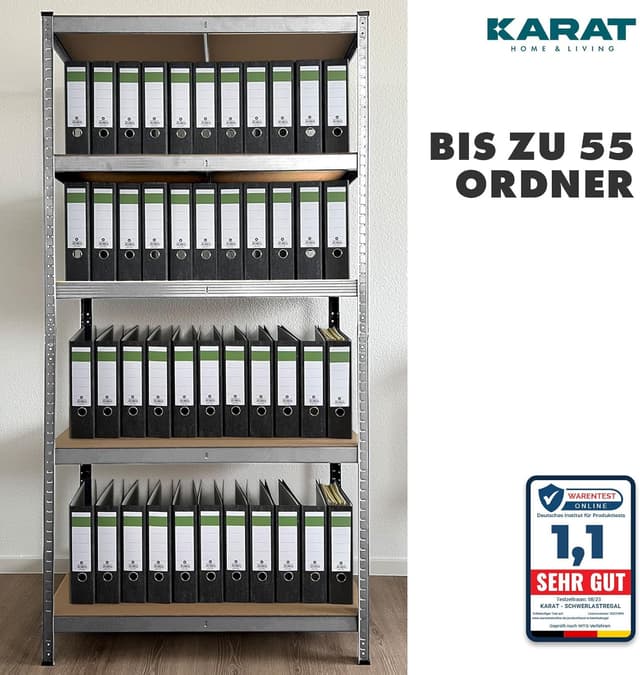 Detalle de KARAT Schwerlastregal-Set (2-teilig) 40 x 90 x 180 cm mit 5 verstellbaren, verzinkten Böden