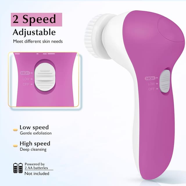 Detalle de COSLUS Facial Cleansing Brush (Silicone Face Scrubber) 2-in-1 Rotating Waterproof Exfoliating Device