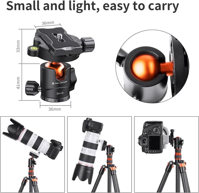 Thumbnail 2 de K&F Concept Testa a sfera in metallo 360°