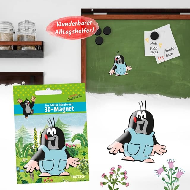 Detalle 2 de 3D-Magnet Der kleine Maulwurf en blusa con pantalón azul 🐾