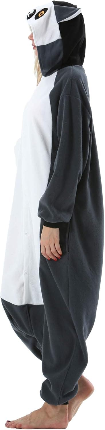 Detalle de ULEEMARK Jumpsuit Onesie mit Tier-Design – Plüsch Overall als Unisex-Kostüm und Pyjama für Erwachsene