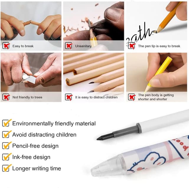 Detalle de OFFCUP Crayon sans encre « Éternel » rose – lot de 6 crayons réutilisables à pointe remplaçable