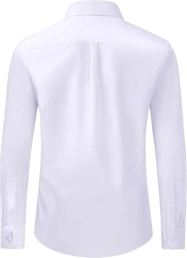 Detalle 2 de Lusead Men's Long Sleeve Wrinkle-Free Stretch Dress Shirt (Cotton, Solid Button-Down)