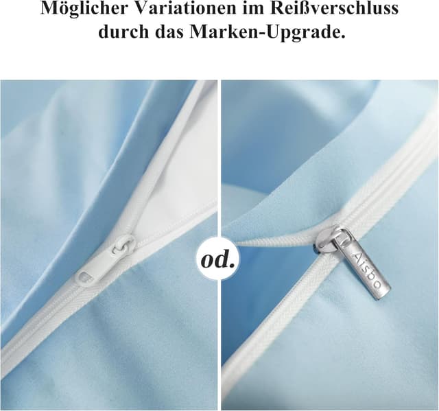 Detalle de Aisbo Kissenbezug 80x80 im 2er-Set (Hellblau) aus Mikrofaser mit Reißverschluss