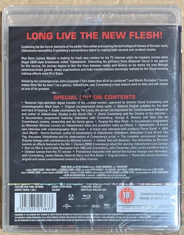 Detalle 1 de Arrow Video Videodrome Blu-ray Region B