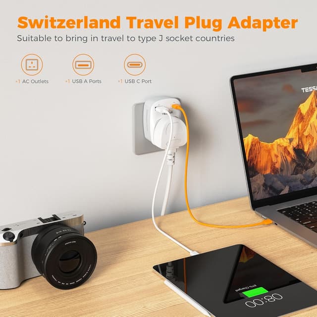 Thumbnail 5 de TESSAN UK to Swiss Plug Adapter with USB C 🔌