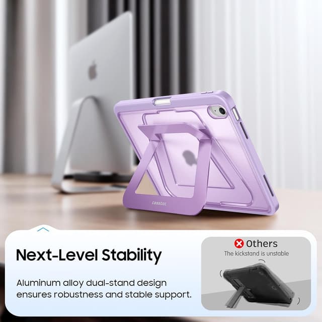 Detalle 2 de FINTIE coque pour iPad A16 11e génération (2025) et iPad 10e génération 10,9" 2022, avec béquille multi-positions et rangement pour stylet – violet