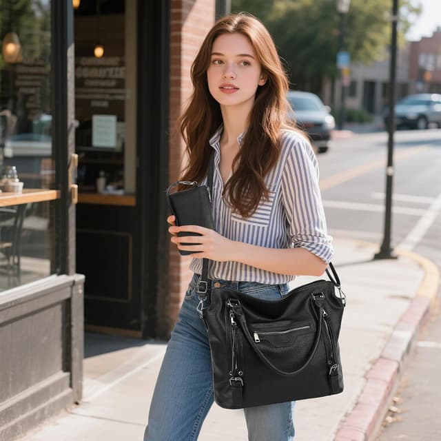 Detalle de TANTOMI hobo bags for women (large capacity) with detachable purse set – tote, shoulder & crossbody bag