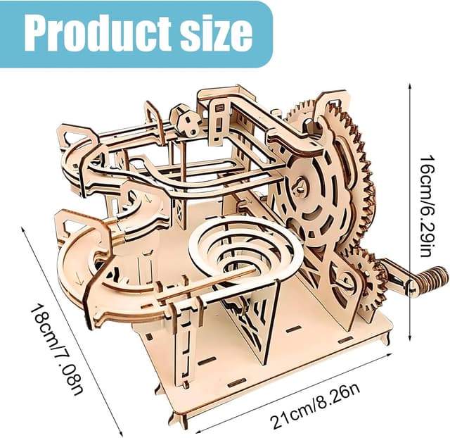 Detalle 2 de 3D Wooden Puzzles Hand Cranked Marble Run 🧩