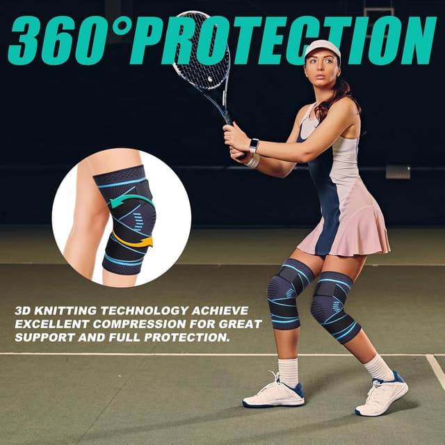 Detalle 2 de Lexniush Kniebandage mit Kompression & verstellbaren Gurten (rechts/links) – grau, XL