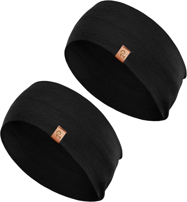 Detalle de menique Dehnbare Sport-Yoga-Stirnbänder für Damen aus 100% Merinowolle (2er-Set)