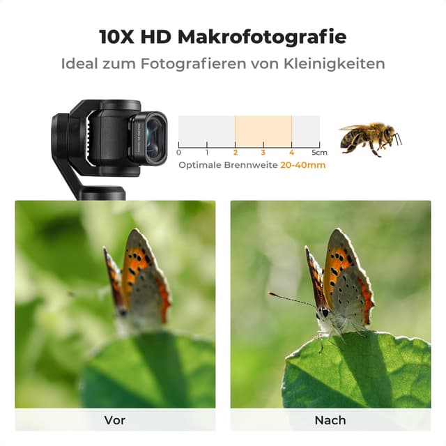 Detalle 2 de K&F CONCEPT 10X Makro-Objektivfilter für DJI Osmo Pocket 3 – Nahaufnahme-Linse mit Magnetmontage
