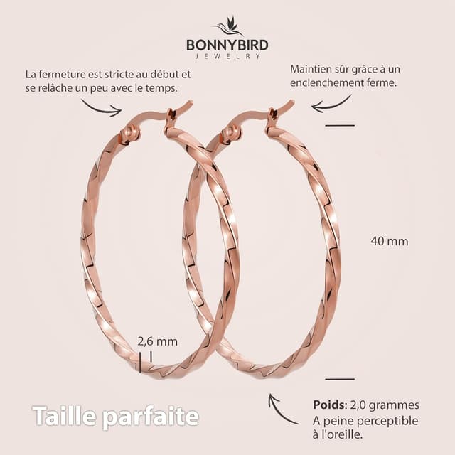 Thumbnail 4 de BONNYBIRD Lot Boucles Acier Inoxydable 40 mm