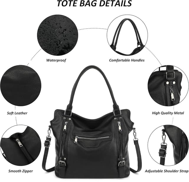 Detalle de TANTOMI hobo bags for women (large capacity) with detachable purse set – tote, shoulder & crossbody bag