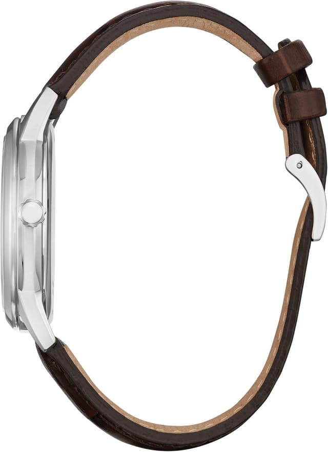 Detalle de Citizen Men's Classic Eco-Drive Leather Strap Watch with 3-Hand Date