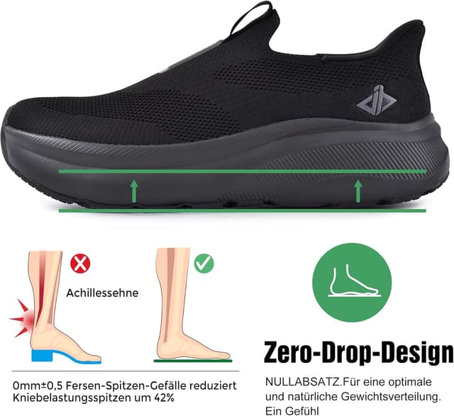 Detalle 2 de JACKSHIBO Slip-in Herren Schuhe „Hände frei“ mit Weite Zehenbox, Fußgewölbestütze und Memory-Foam