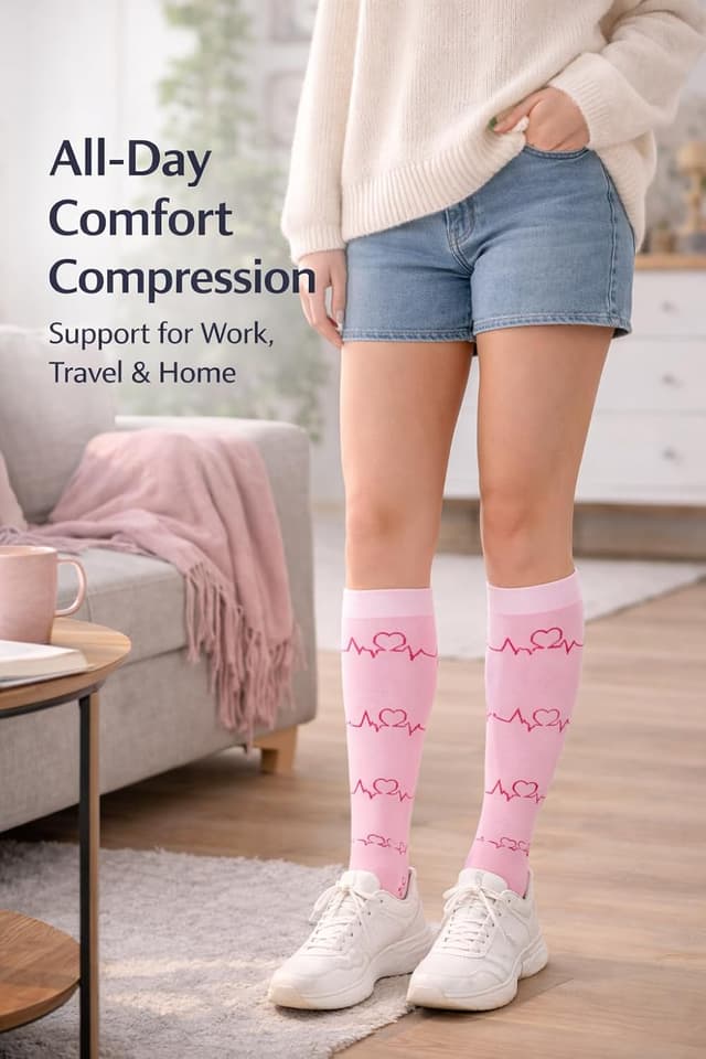 Detalle de Aoliks Medical Compression Socks (Knee High) for Women & Men — Nylon Blend Support Socks for Running, Nurses, and Travel